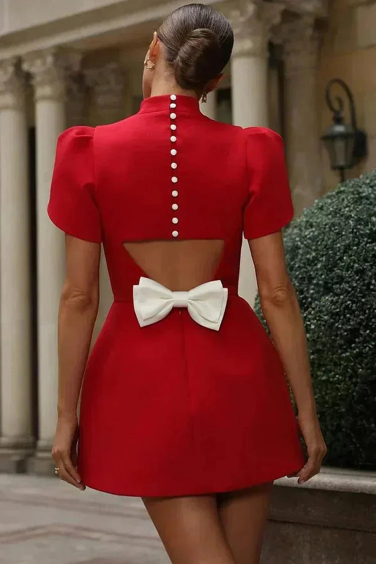 Short structured sleeve women's cocktail dress