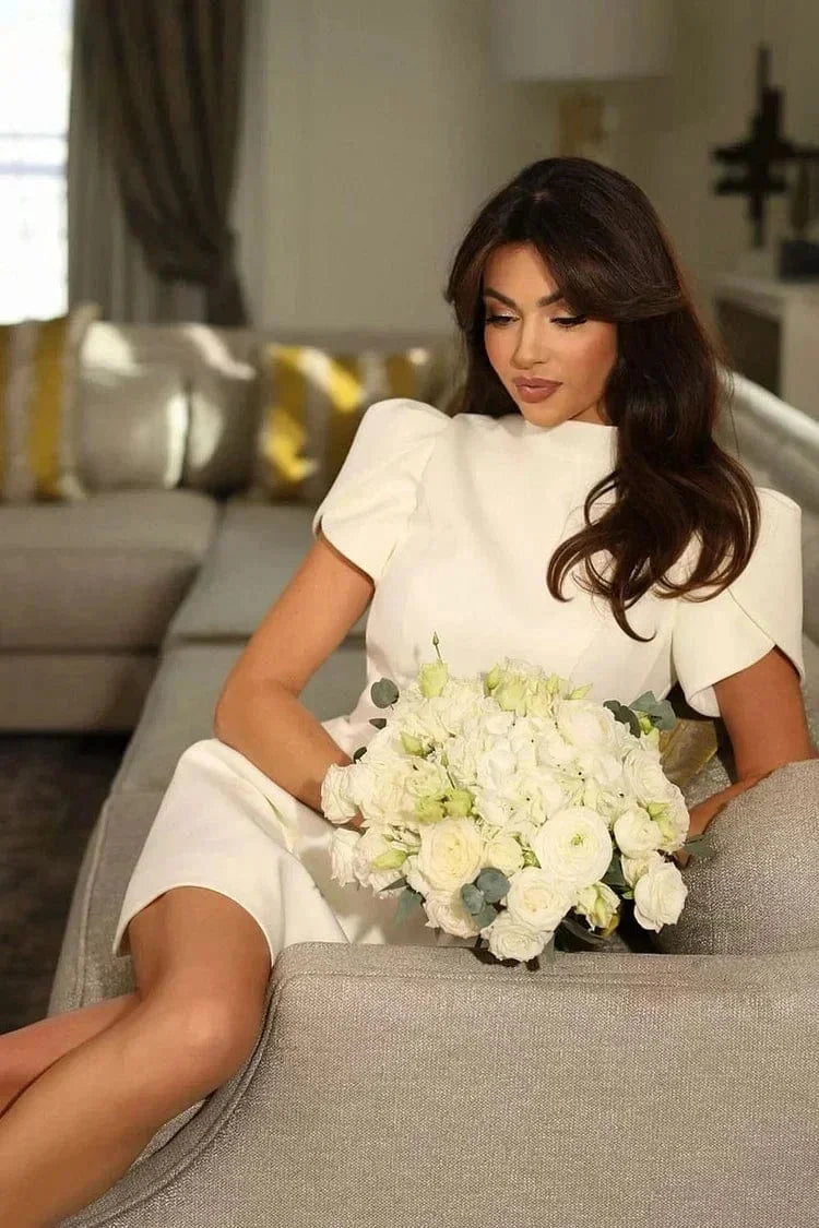 Short structured sleeve women's cocktail dress