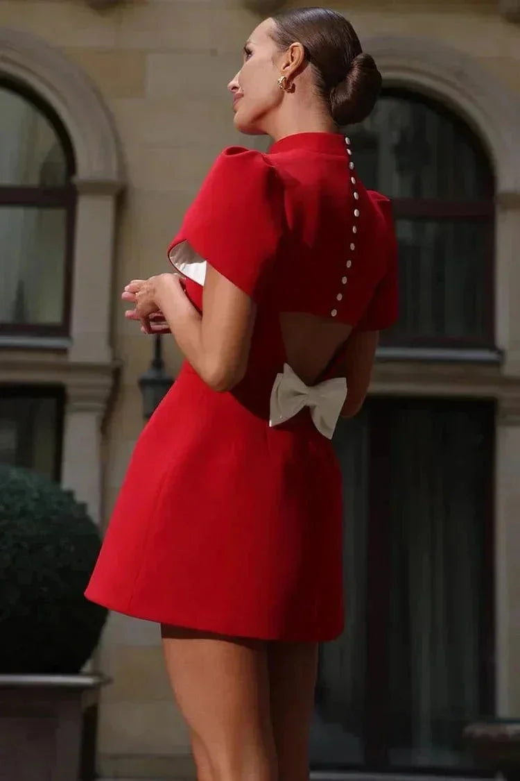 Short structured sleeve women's cocktail dress