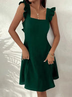 Flared Short Dress for Women with Ruffled Sleeves - Summer Style