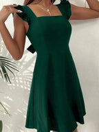 Flared Short Dress for Women with Ruffled Sleeves - Summer Style