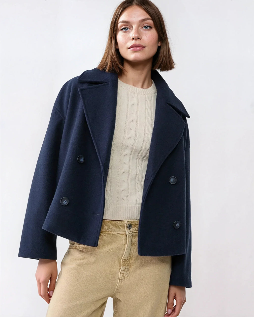 Short Crossed Wool Winter Jacket