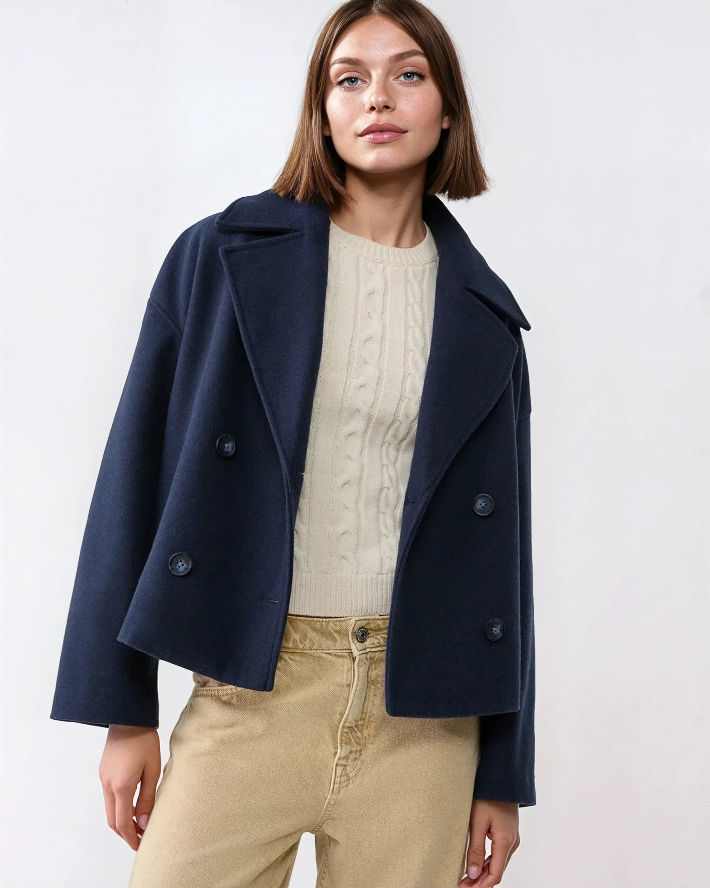 Short Crossed Wool Winter Jacket