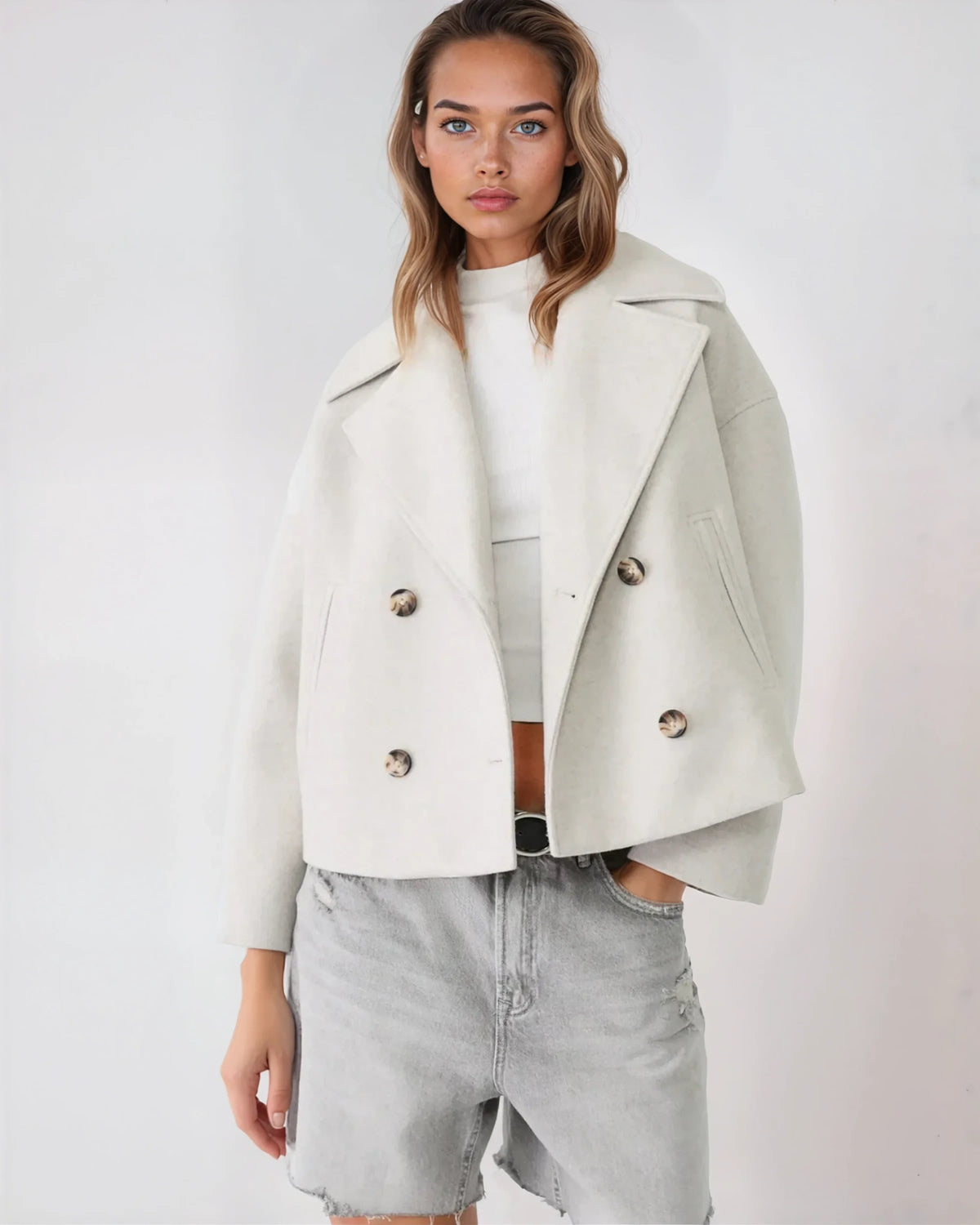 Short Crossed Wool Winter Jacket