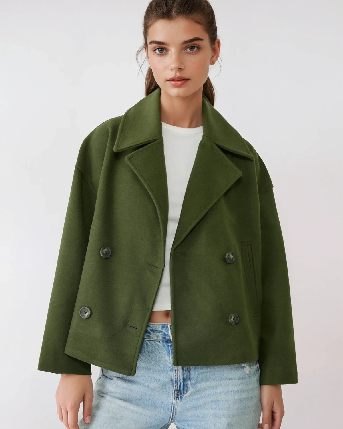 Short Crossed Wool Winter Jacket