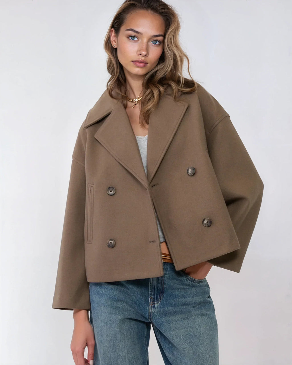 Short Crossed Wool Winter Jacket