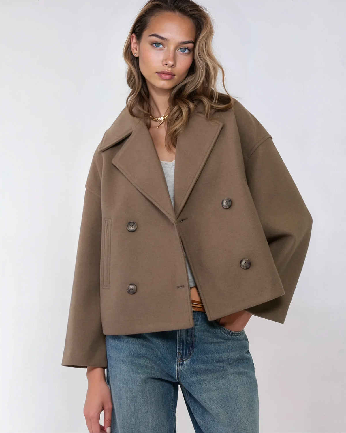 Short Crossed Wool Winter Jacket