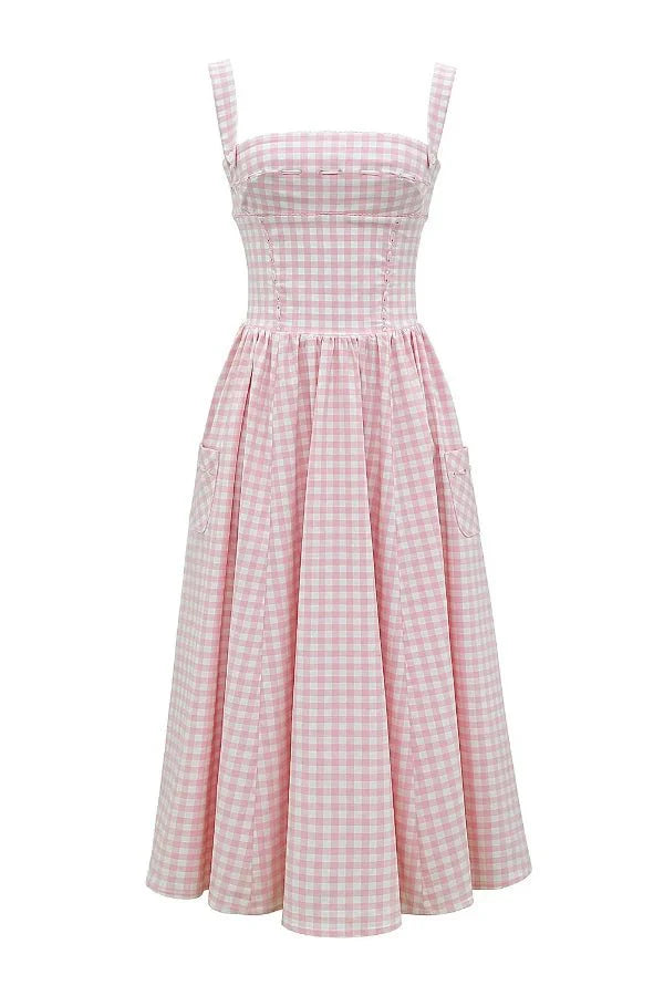 Gingham Print Midi Dress
