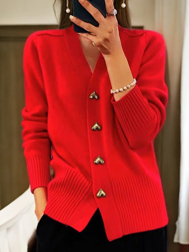 Soft Warm Knitted Buttoned Cardigan