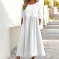 Smocked-Waist Summer Midi Dress Breezy Women's Dress