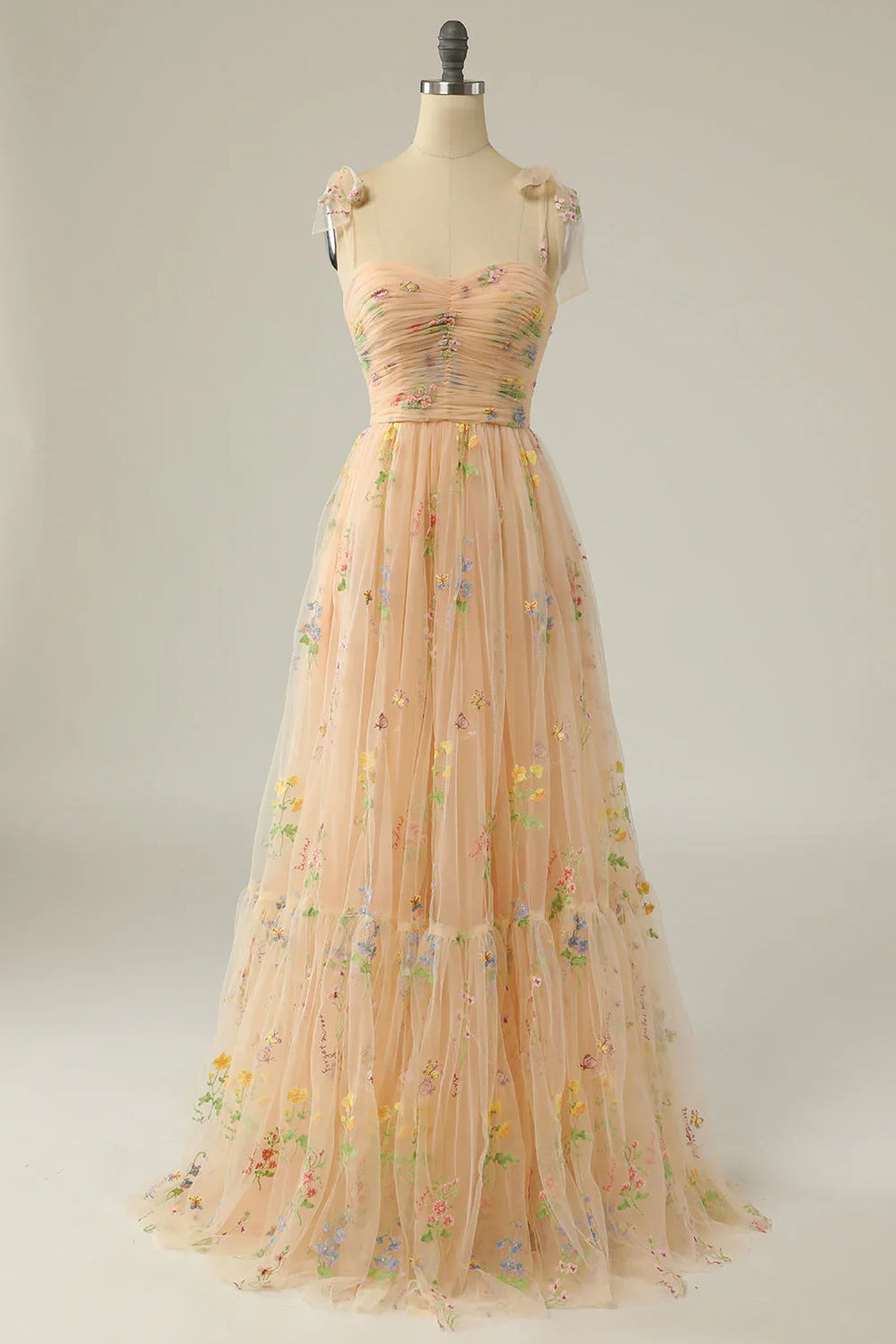 Geborduurde Tulle Galajurk Met Bloemen Voor Dames