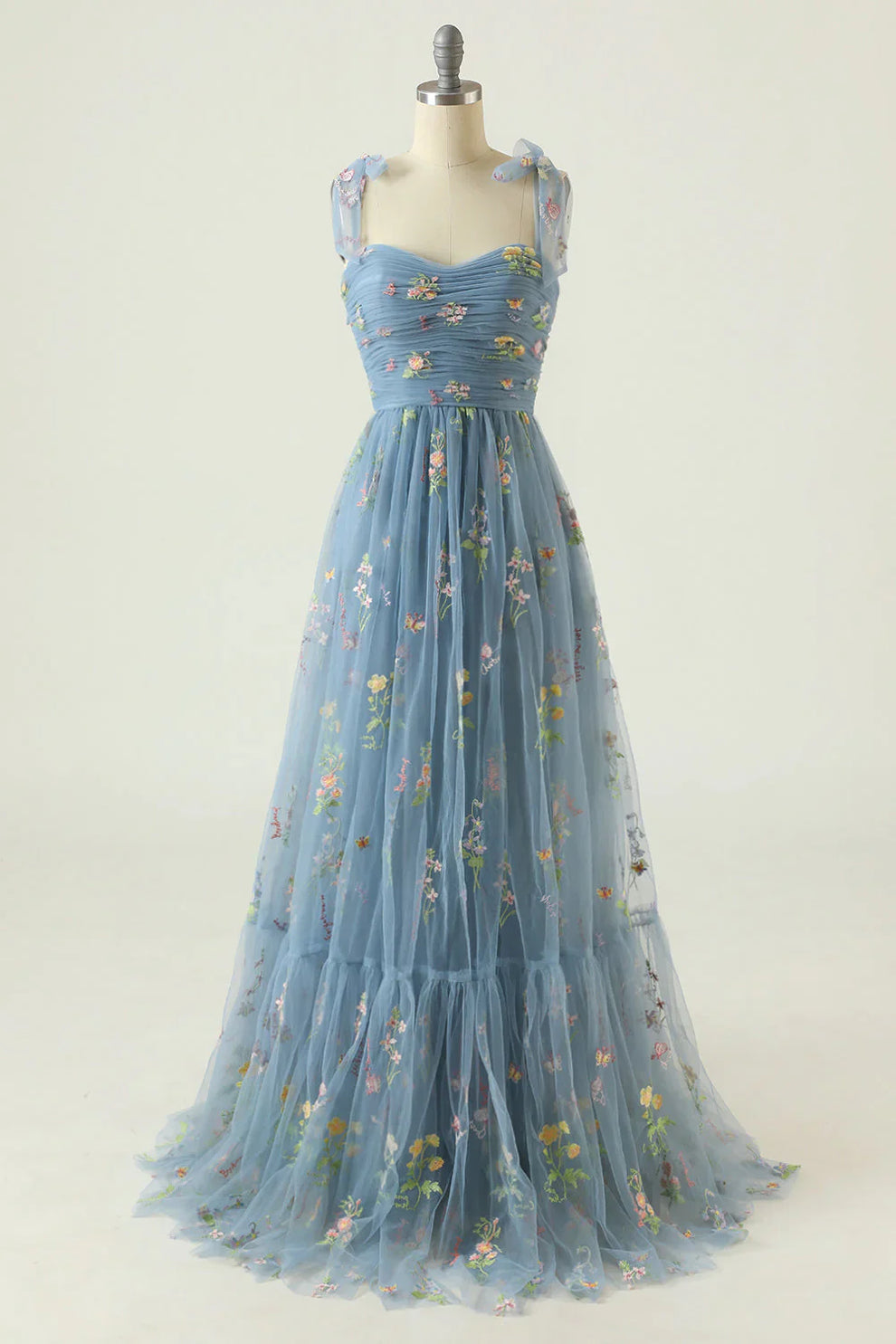 Geborduurde Tulle Galajurk Met Bloemen Voor Dames