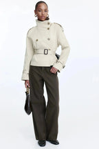 High Collar Belted Trench Coat