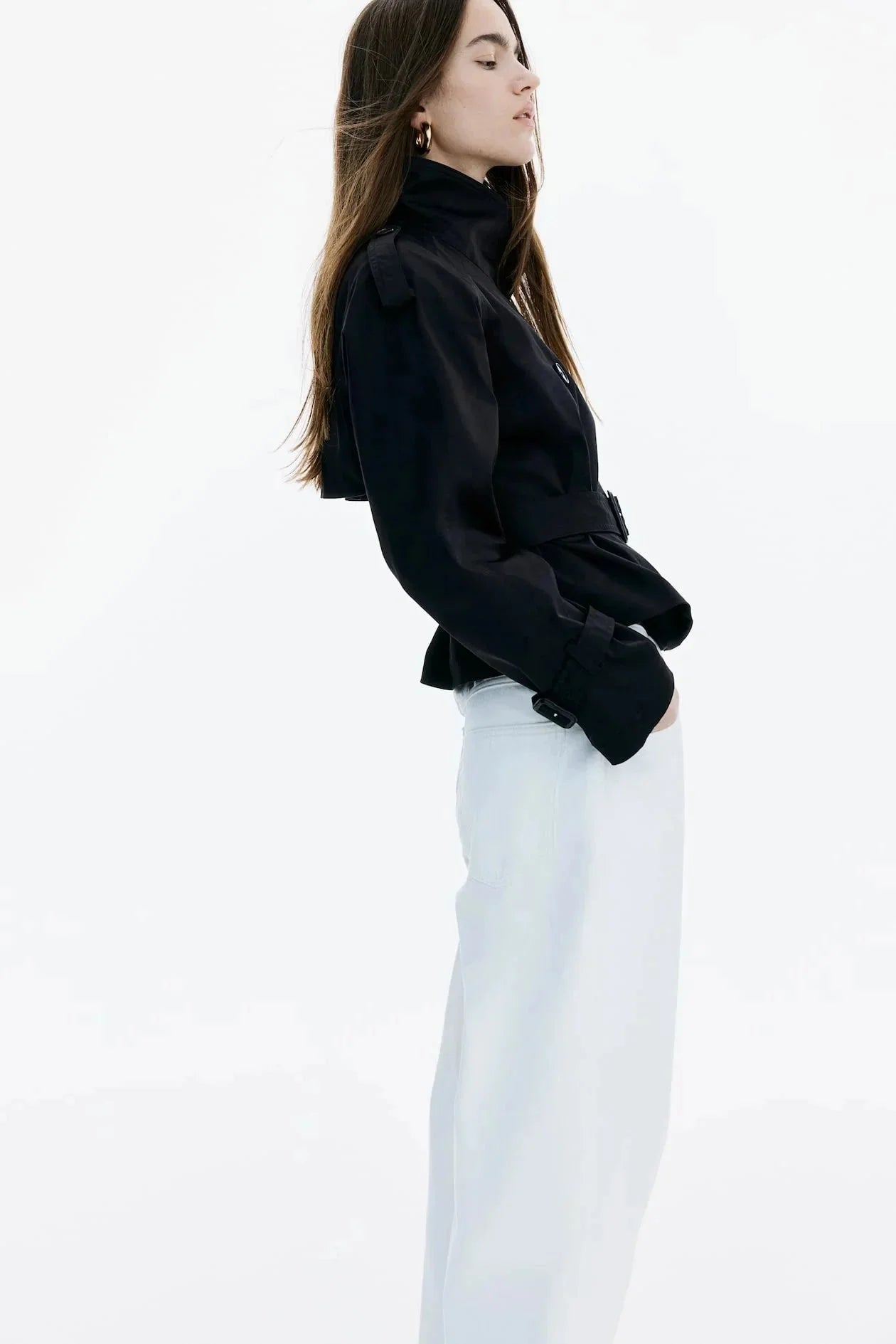 High Collar Belted Trench Coat