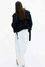 High Collar Belted Trench Coat