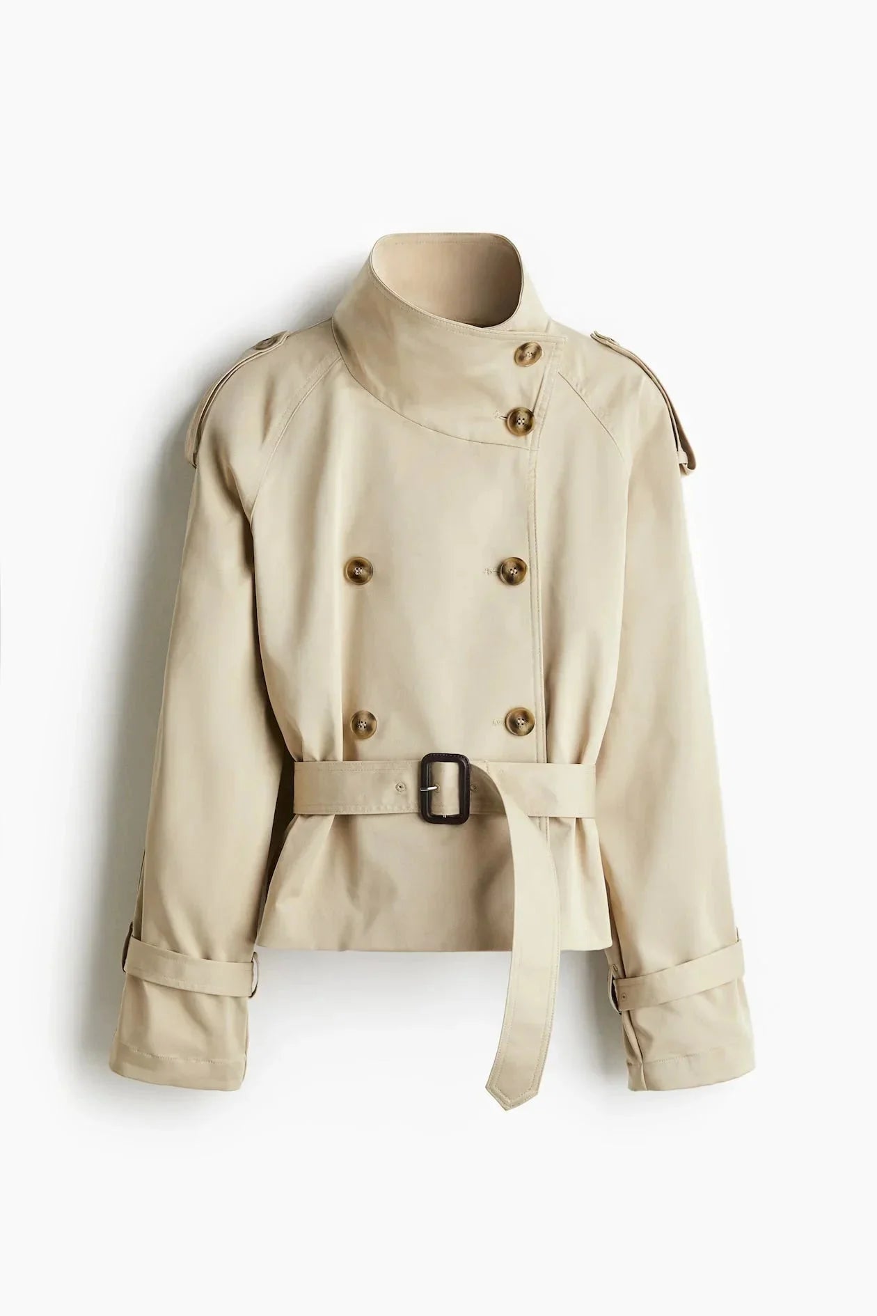 High Collar Belted Trench Coat
