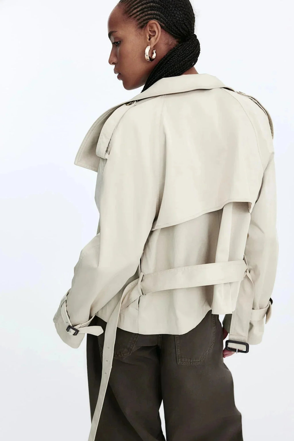 High Collar Belted Trench Coat