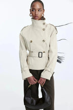 High Collar Belted Trench Coat