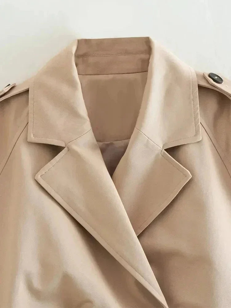 Elegant Beige Long Trench Coat