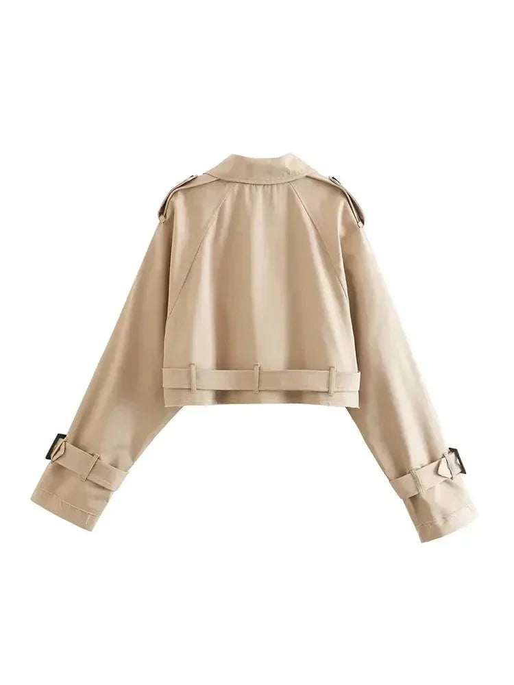 Elegant Beige Long Trench Coat