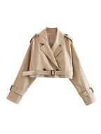 Elegant Beige Long Trench Coat