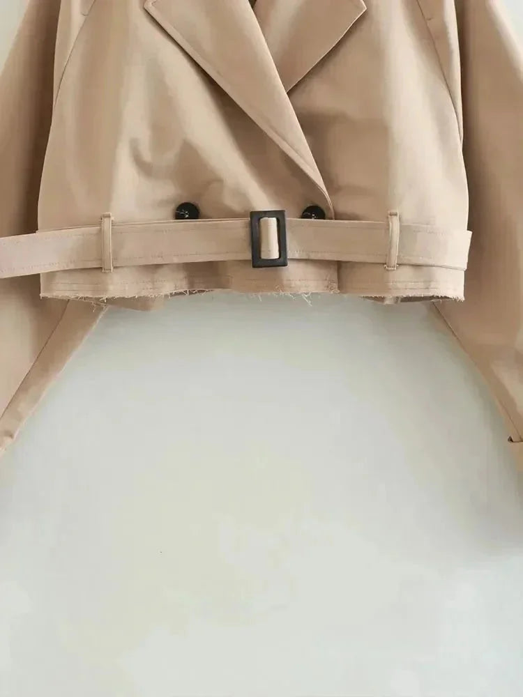 Elegant Beige Long Trench Coat