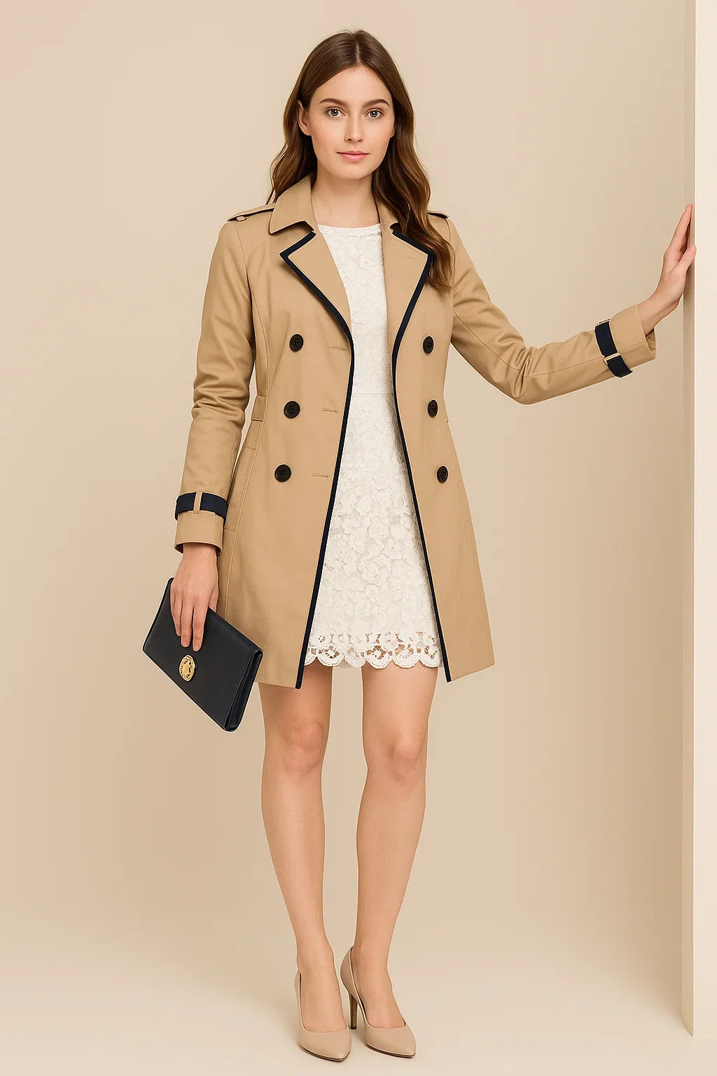 Chic Modern Double-Breasted Trench Coat