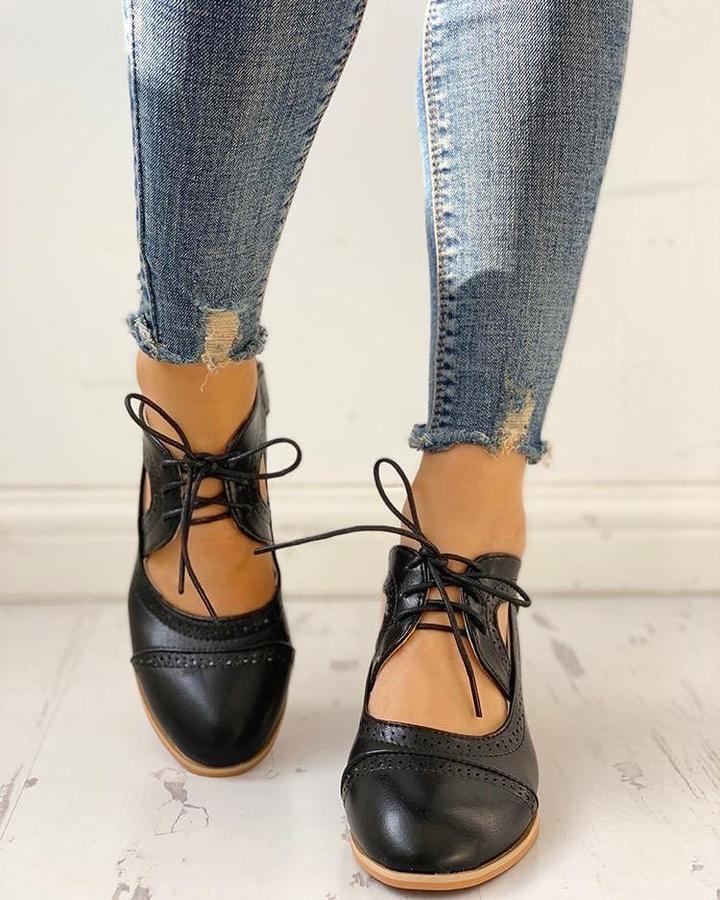 Women’s Heeled Lace Up T Strap Shoes
