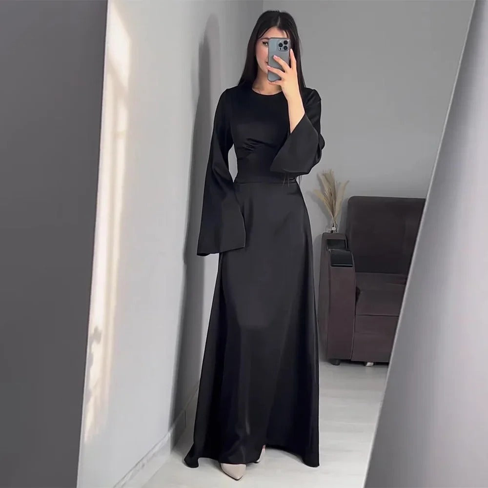 Long Sleeve Satin Maxi Dress for Women