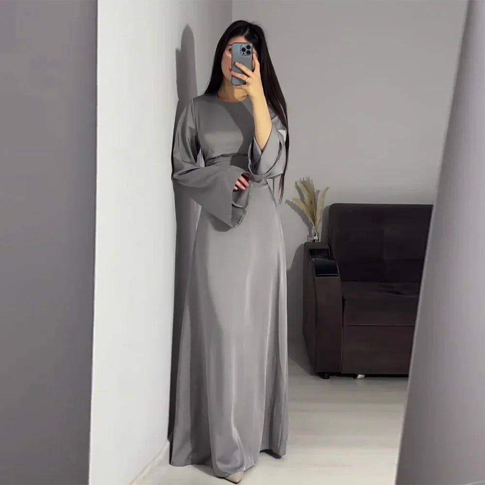 Long Sleeve Satin Maxi Dress for Women