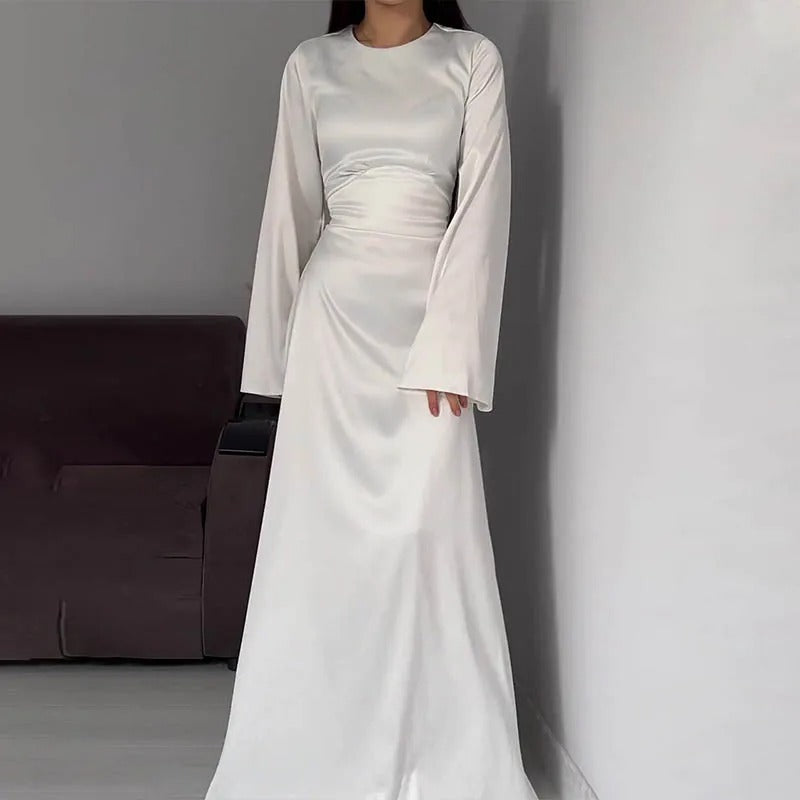 Long Sleeve Satin Maxi Dress for Women