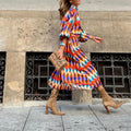 Women's Geometric Print Wrap Midi Dress