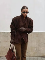 Chic Faux Suede Tailored Blazer