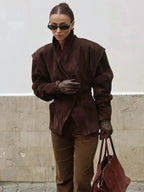 Chic Faux Suede Tailored Blazer