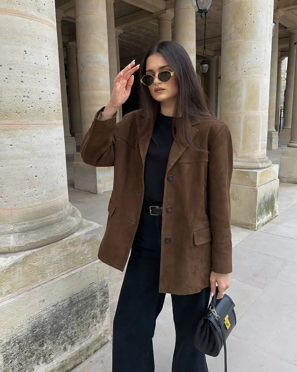 Brown Suede Pocket Blazer Jacket