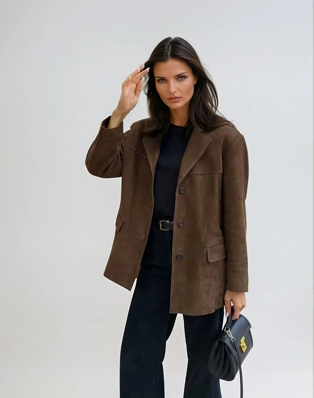 Brown Suede Pocket Blazer Jacket