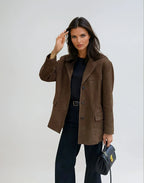 Brown Suede Pocket Blazer Jacket