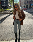 Brown Suede Pocket Blazer Jacket