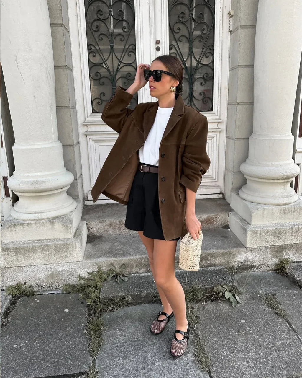 Brown Suede Pocket Blazer Jacket