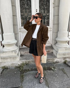 Brown Suede Pocket Blazer Jacket