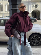Burgundy High Collar Pocket Bomber