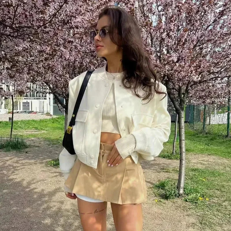 Casual Pocket Front Bomber Jacket