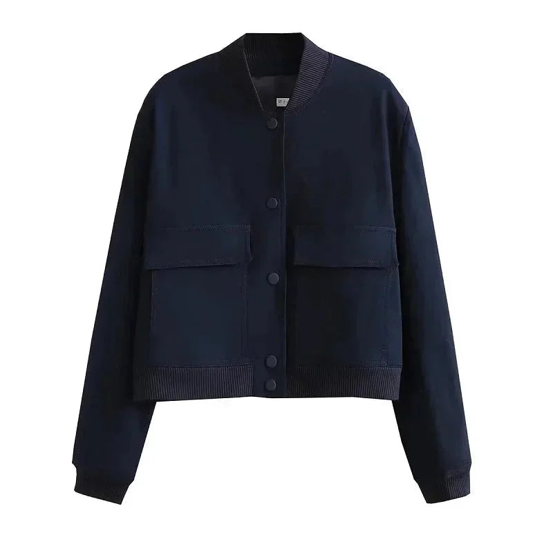 Casual Pocket Front Bomber Jacket