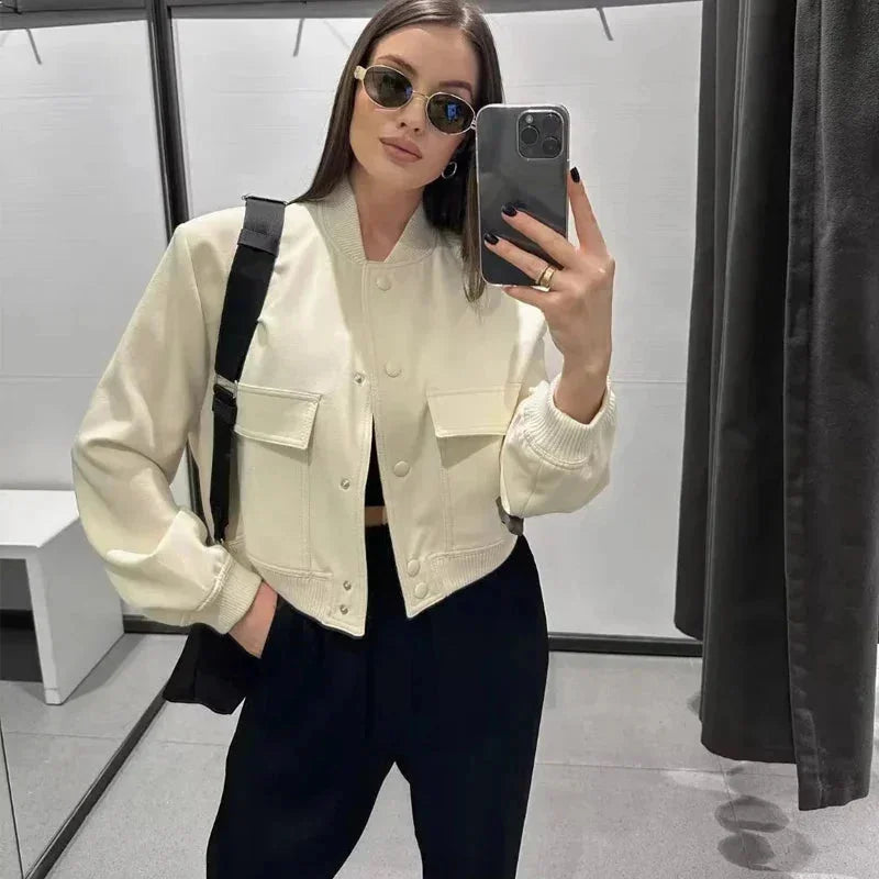 Casual Pocket Front Bomber Jacket