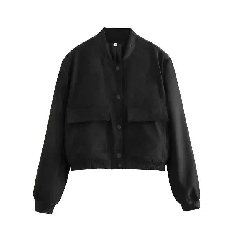 Casual Pocket Front Bomber Jacket