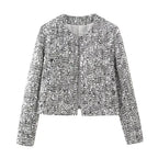 Silver Sequin Sparkling Bomber Jacket