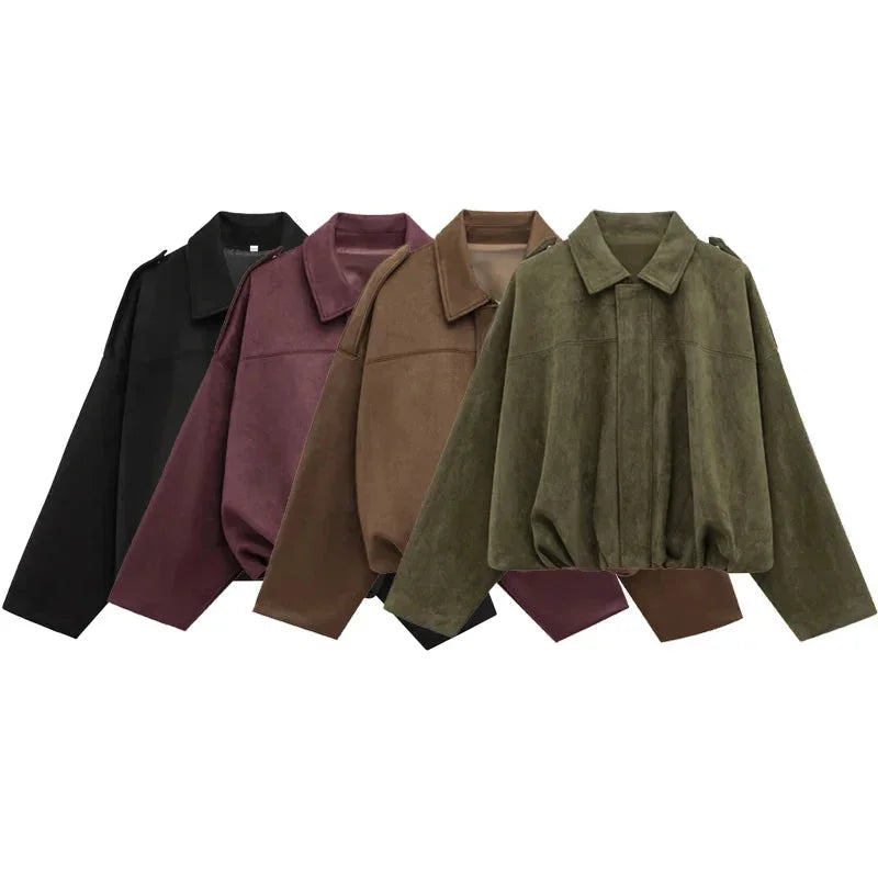 Oversized Zip-Up Trendy Bomber Jacket