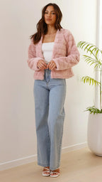 Short Faux Fur Collar Jacket