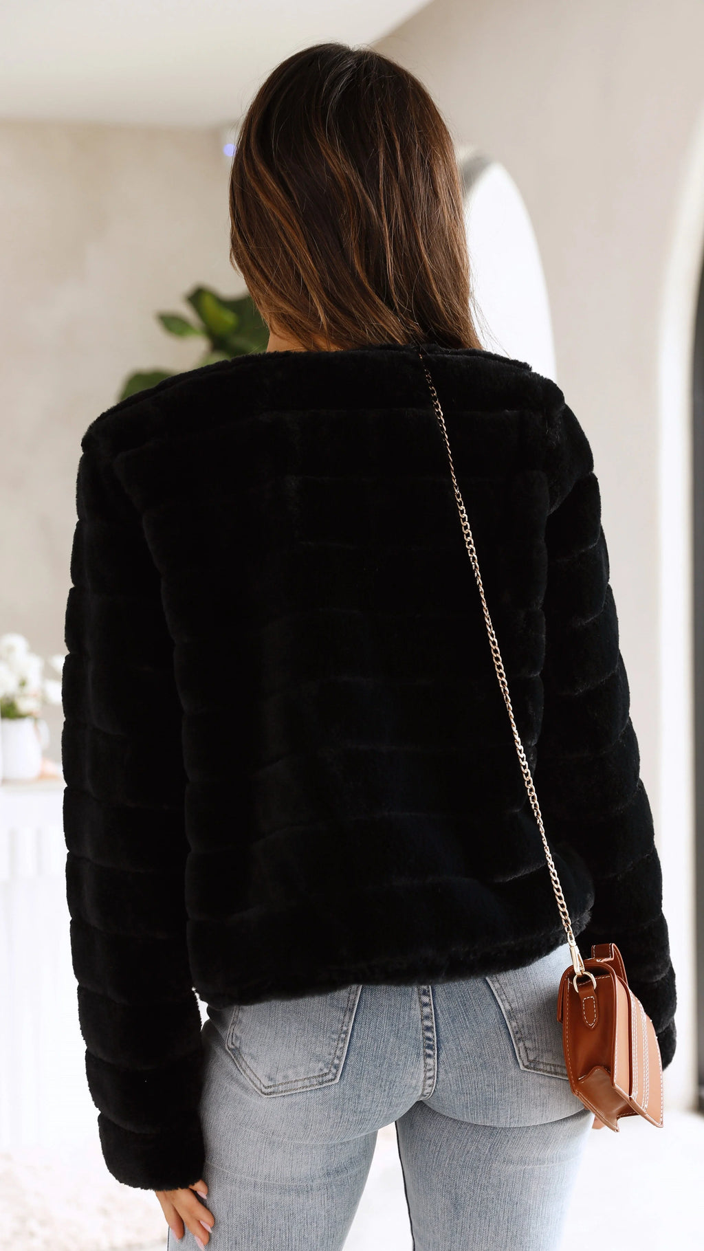 Short Faux Fur Collar Jacket