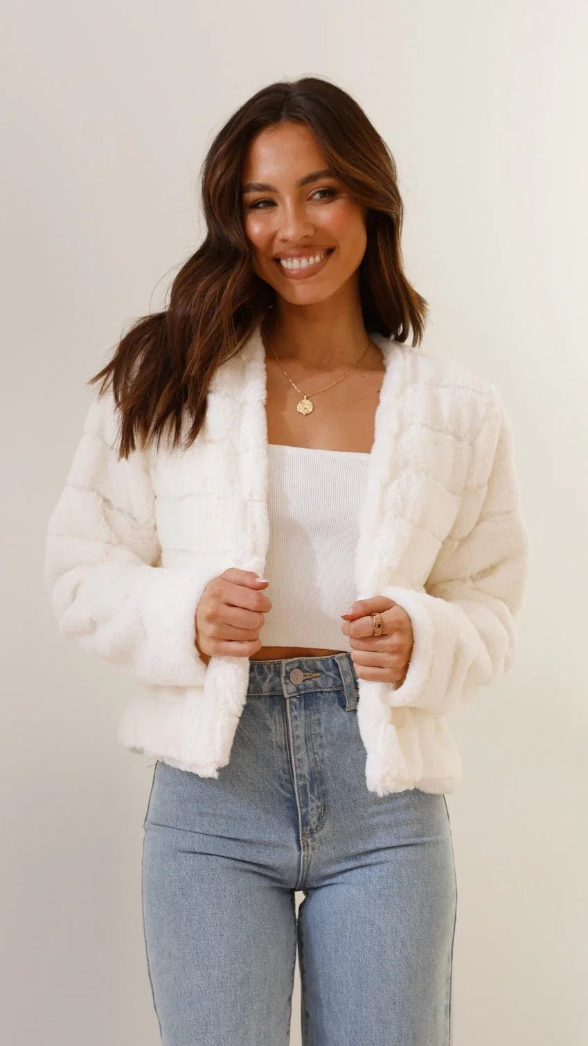 Short Faux Fur Collar Jacket